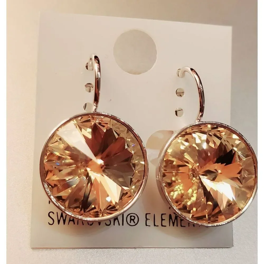 Swarovski Element Earrings Light Brown earrings NWT. L‎ Wedding. Party. Simple